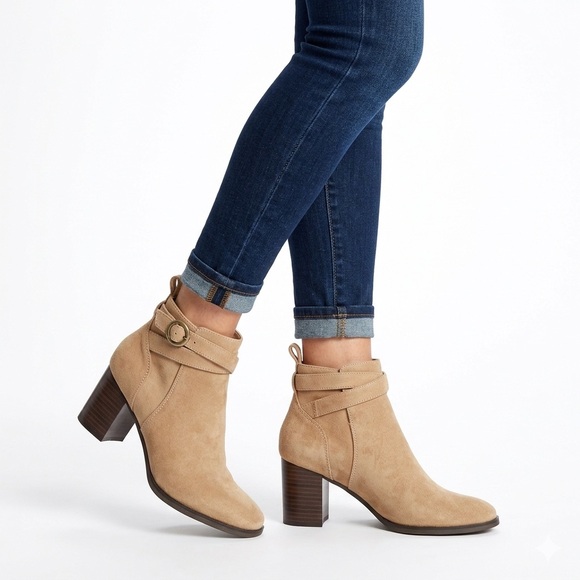 Sonoma Shoes - NEW Sonoma Sonja Suede Booties Women's 7.5 M Side Zip Ankle Heeled Shoes